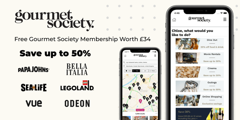 Gourmet Society - Free membership worth £34, save up to 50% at restaurants, cinemas and attractions