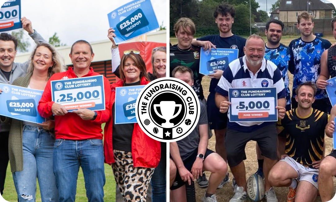 Fundraising Club Lottery Winners - Paul and other jackpot winners celebrating their wins